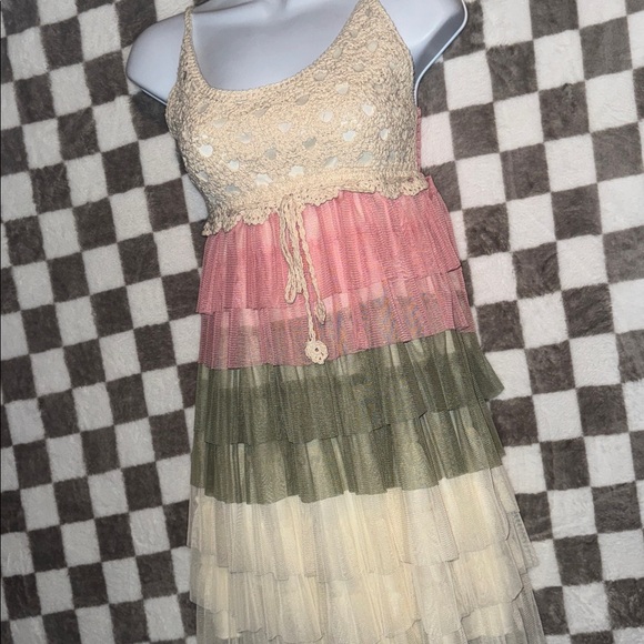 NWT J.Gee Women’s Boho Crochet & Tiered dress size SP/ Small Petite - Picture 6 of 9